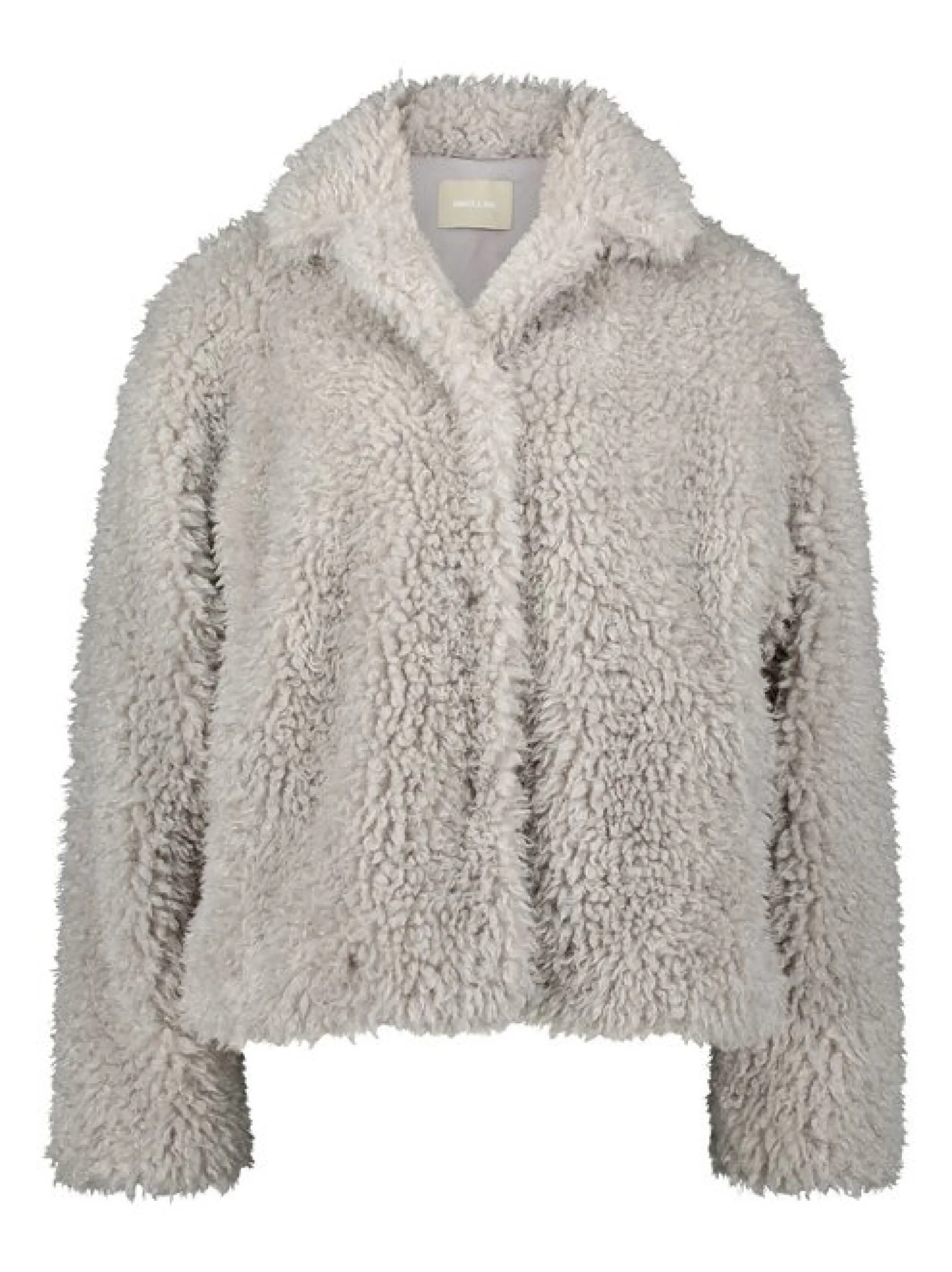 Amber & June Damen Plüschjacke in grau light stone