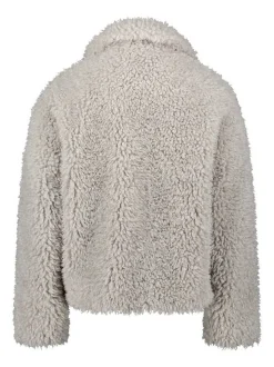 Amber & June Damen Plüschjacke in grau light stone