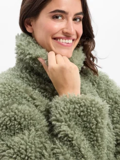 Amber & June Damen Teddyjacke in erbse