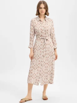 Ambiance Damen Blusenkleid in ecru taupe - Länge: lang