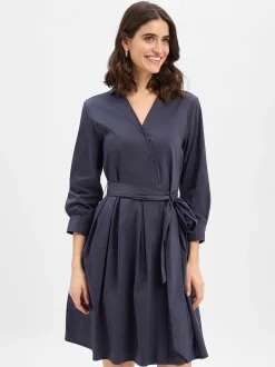 Ambiance Damen Blusenkleid in marine - Ärmel: 3/4 Arm