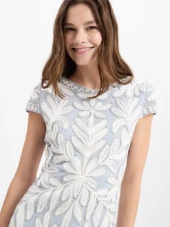 Ambiance Damen Cocktailkleid in grau weiß - Länge: kurz