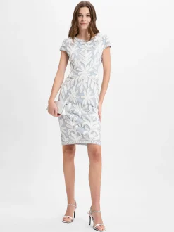Ambiance Damen Cocktailkleid in grau weiß - Länge: kurz