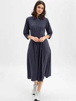 Ambiance Damen Kleid in marine - Ärmel: Halbarm