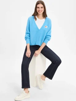 american vintage Damen Strickjacke mit Alpaka-Anteil - Nenybay in blau