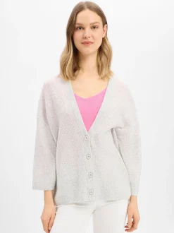 american vintage Damen Strickjacke mit Wolle - Damsville in hellgrau