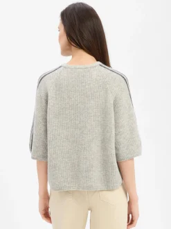 american vintage Damen Strickpullover in hellgrau anthrazit