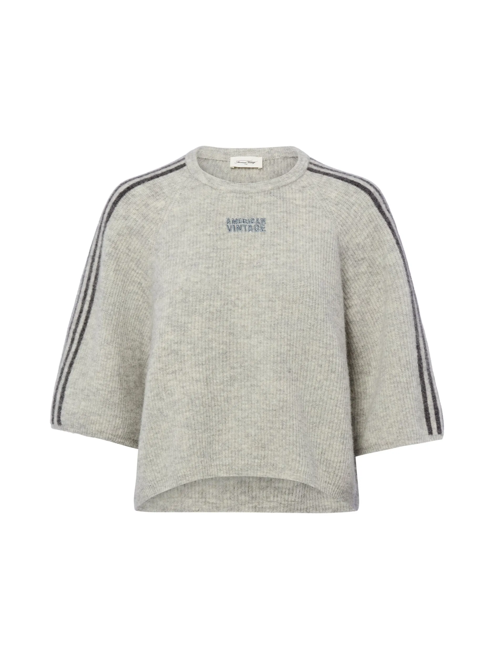 american vintage Damen Strickpullover in hellgrau anthrazit