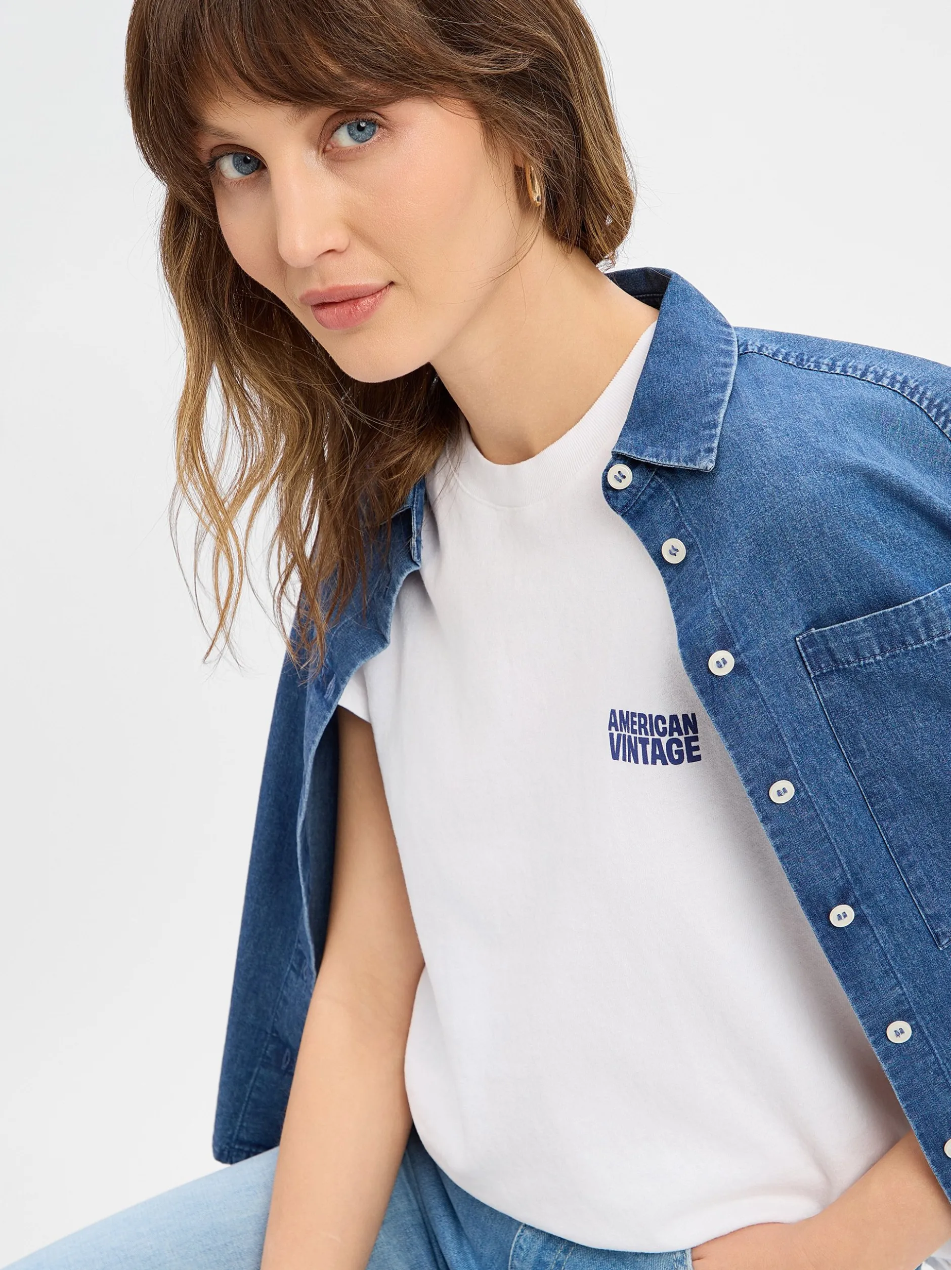 american vintage Damen T-Shirt - Ykobow in weiß