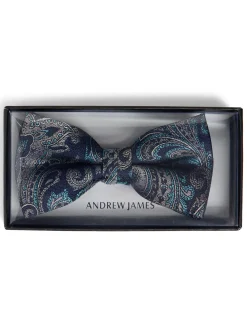 Andrew James Herren Fliege mit Seiden-Anteil in marine aqua