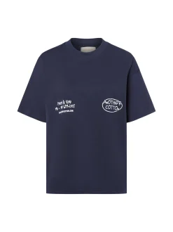 Another Cotton Lab Damen T-Shirt - Pasta Night in marine weiß