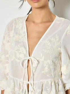 Apricot Damen Bluse in beige ecru - Ärmel: langarm