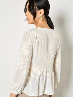 Apricot Damen Bluse in beige ecru - Ärmel: langarm