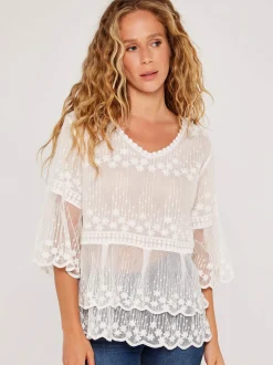 Apricot Damen Bluse in beige - Ärmel: kurzarm
