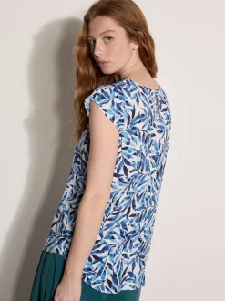 Apricot Damen Bluse in blau - Ausschnitt: Rundhals