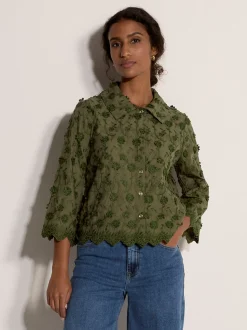 Apricot Damen Bluse in khaki - Ärmel: langarm