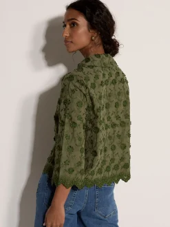 Apricot Damen Bluse in khaki - Ärmel: langarm