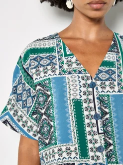 Apricot Damen Bluse in mehrfarbig blau - Ärmel: kurzarm
