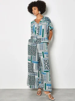 Apricot Damen Bluse in mehrfarbig blau - Ärmel: kurzarm