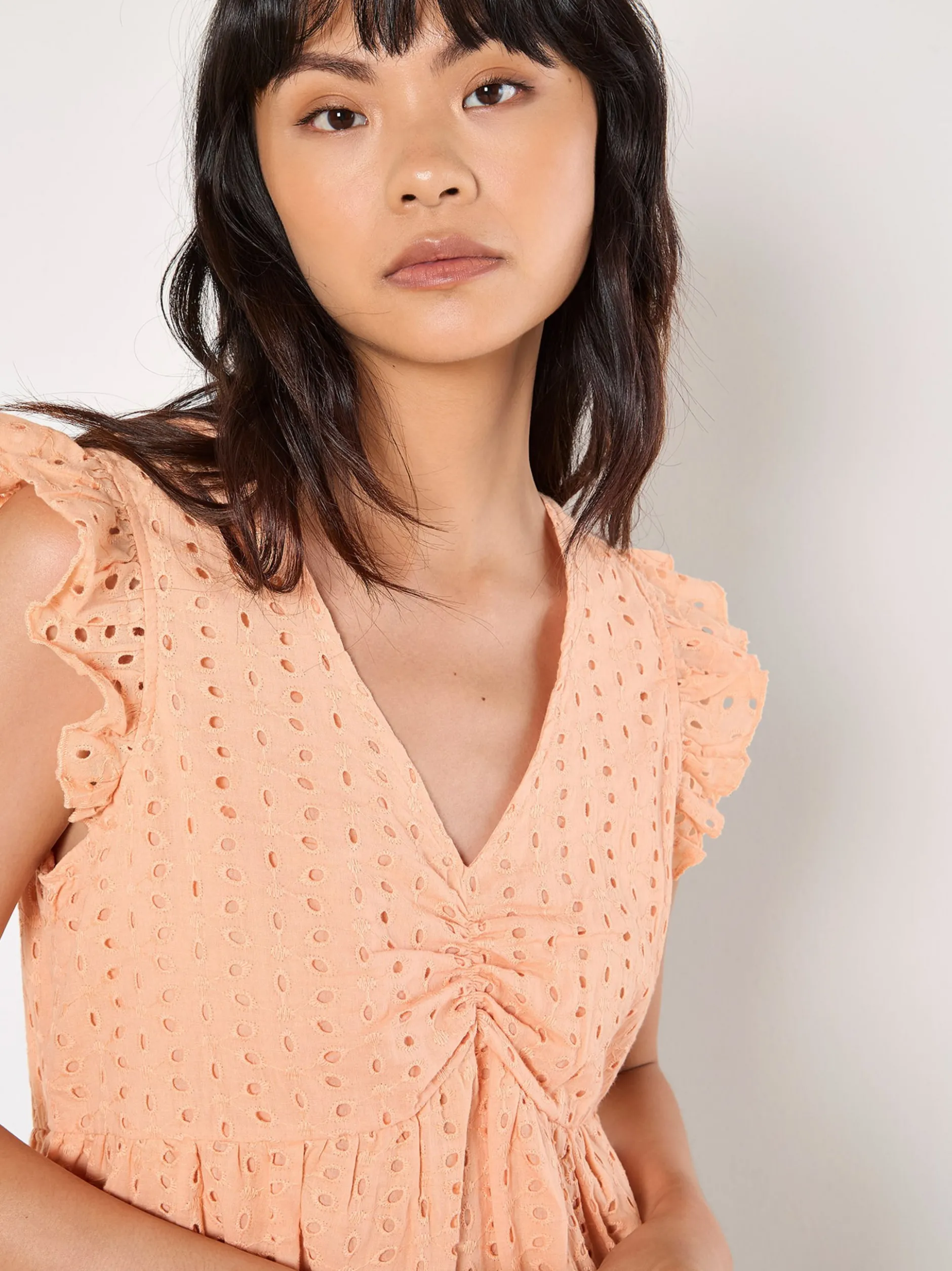 Apricot Damen Bluse in orange - Ärmel: extra kurz