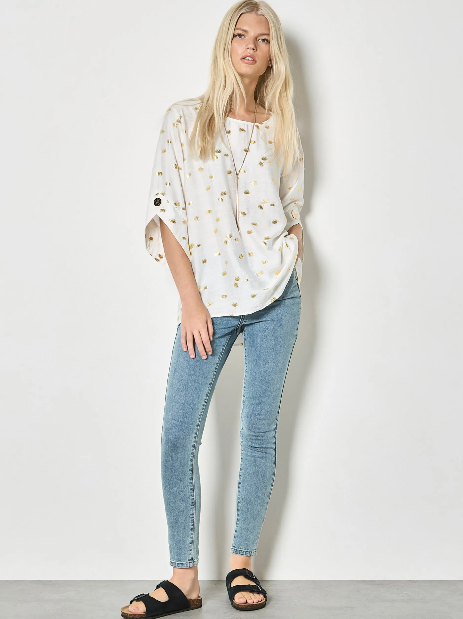 Apricot Damen Bluse in weiß - Ausschnitt: Rundhals