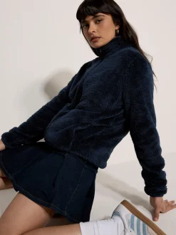 Apricot Damen Fleecejacke in marine - Ärmel: langarm