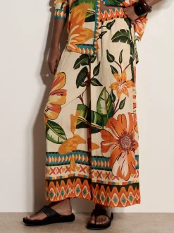 Apricot Damen Hose in beige mehrfarbig - Länge: midi