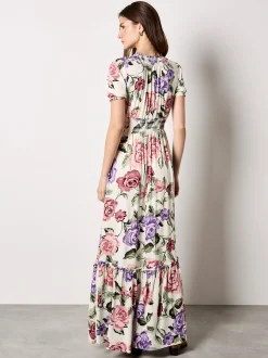 Apricot Damen Maxikleid in beige ecru - Länge: lang