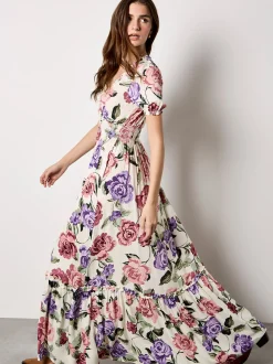 Apricot Damen Maxikleid in beige ecru - Länge: lang