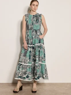 Apricot Damen Maxikleid in blau türkis - Länge: midi