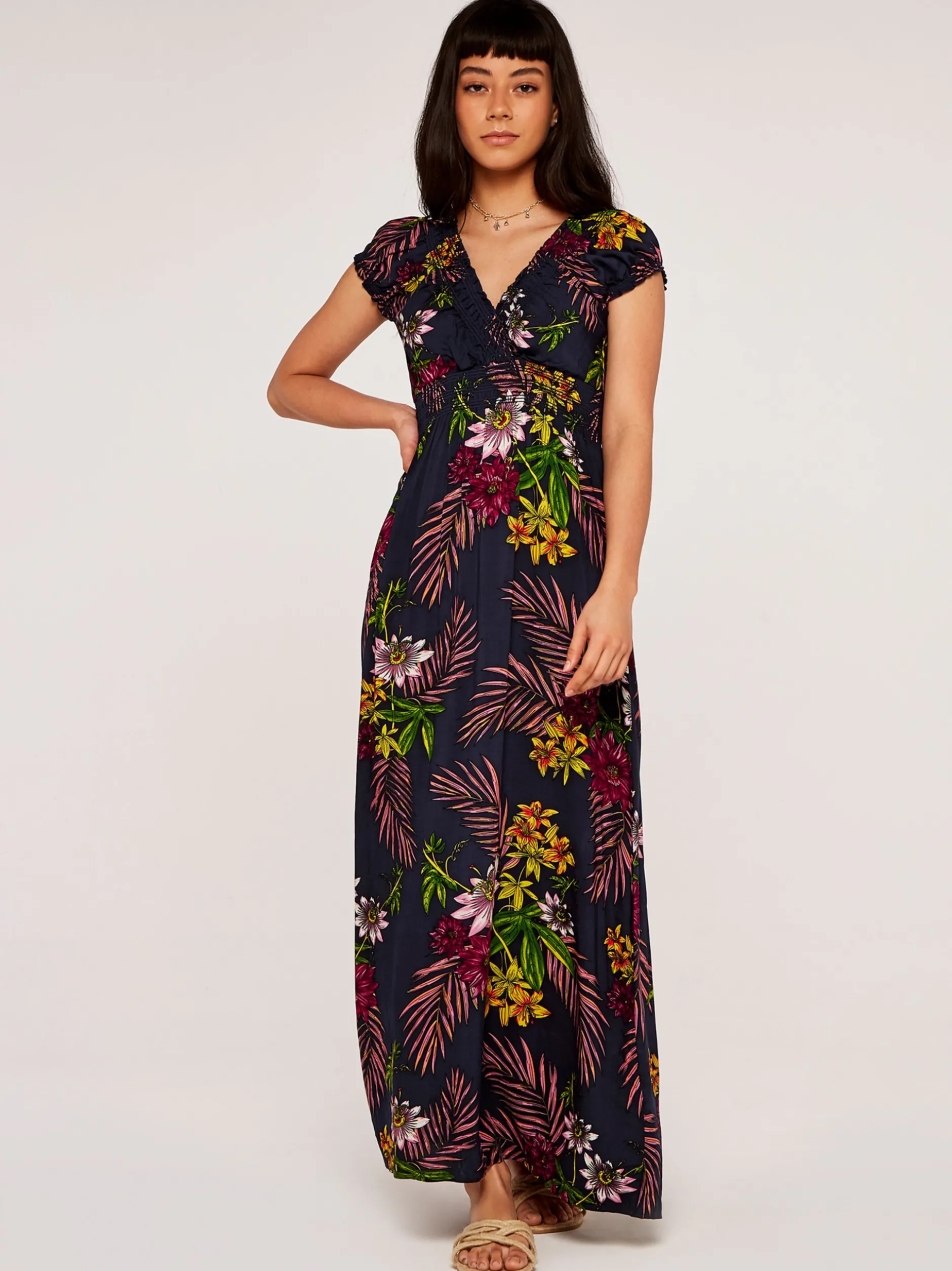 Apricot Damen Maxikleid in marine blau - Länge: lang