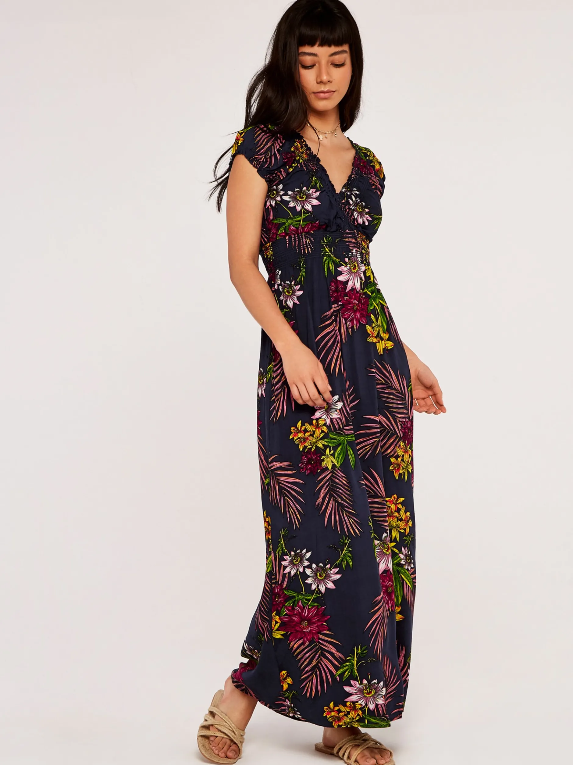 Apricot Damen Maxikleid in marine blau - Länge: lang