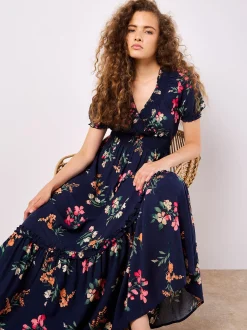 Apricot Damen Maxikleid in marine - Länge: lang