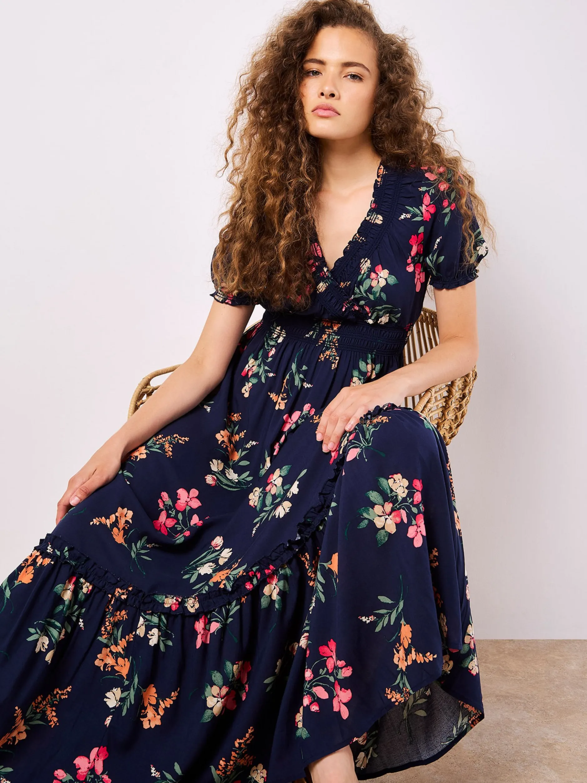 Apricot Damen Maxikleid in marine - Länge: lang