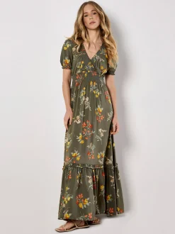 Apricot Damen Maxikleid in oliv - Länge: lang