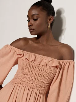 Apricot Damen Midikleid in aprikot - Ausschnitt: Karree
