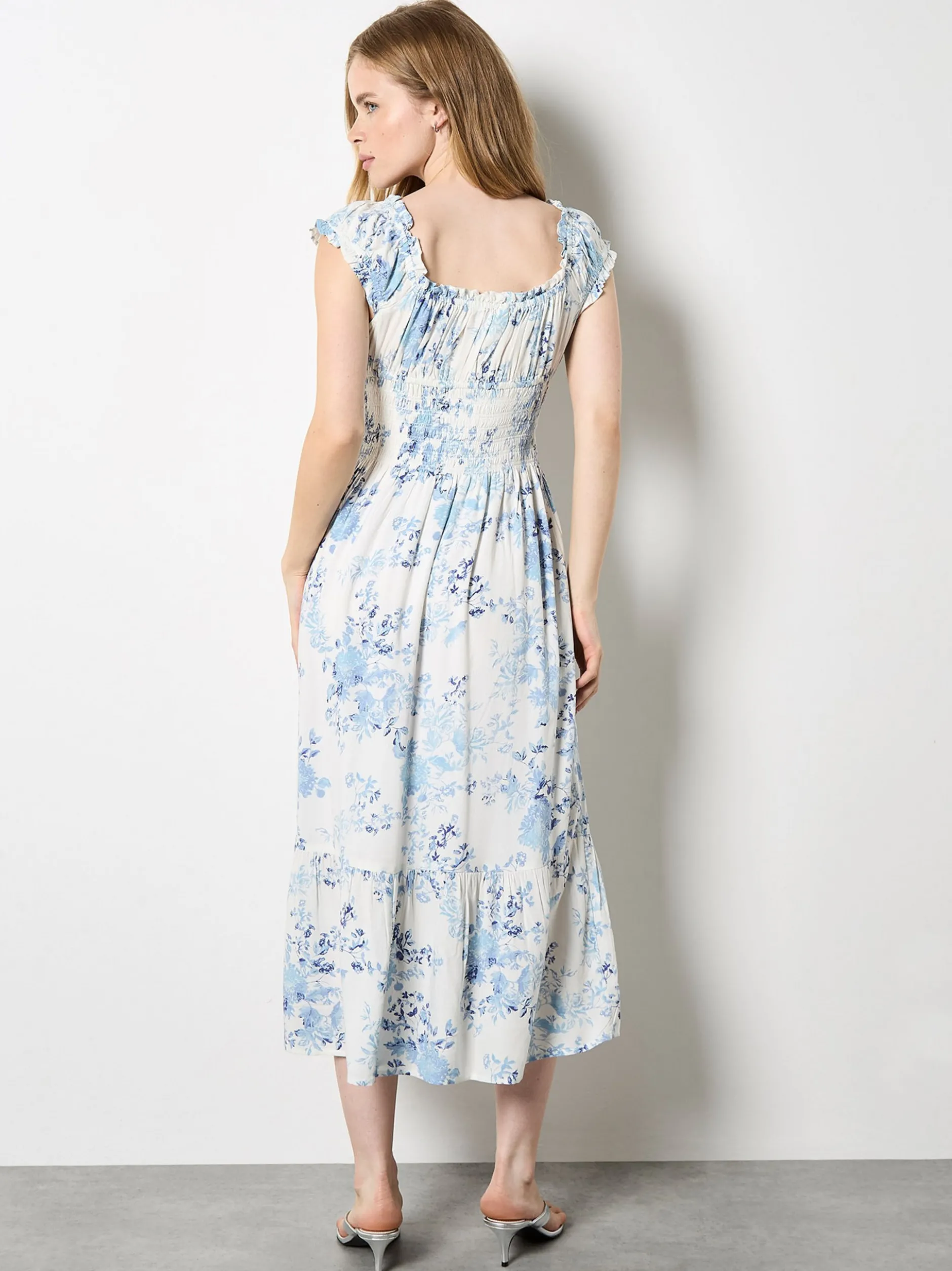 Apricot Damen Midikleid in beige ecru - Länge: midi