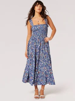 Apricot Damen Midikleid in blau - Ausschnitt: Karree
