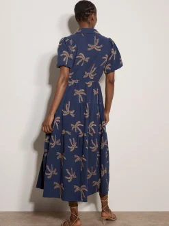 Apricot Damen Midikleid in blau mehrfarbig - Länge: midi