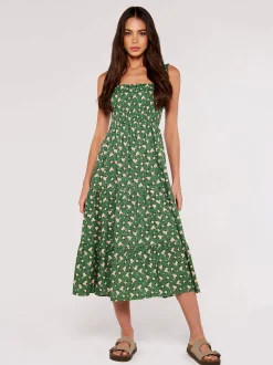 Apricot Damen Midikleid in grün - Ausschnitt: Karree