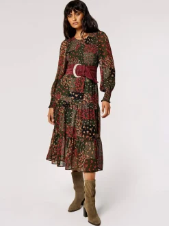 Apricot Damen Midikleid in grün - Länge: midi
