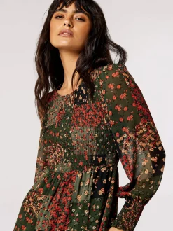 Apricot Damen Midikleid in grün - Länge: midi