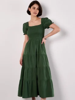 Apricot Damen Midikleid in grün - Länge: midi