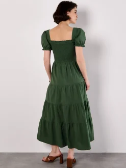 Apricot Damen Midikleid in grün - Länge: midi