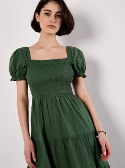 Apricot Damen Midikleid in grün - Länge: midi