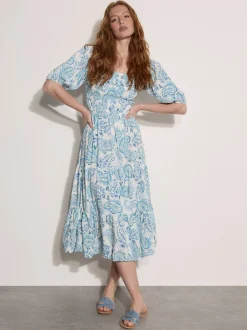 Apricot Damen Midikleid in hellblau - Ausschnitt: Carmen