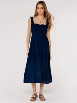 Apricot Damen Midikleid in marine - Ausschnitt: Karree
