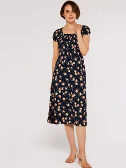 Apricot Damen Midikleid in marine blau - Länge: midi