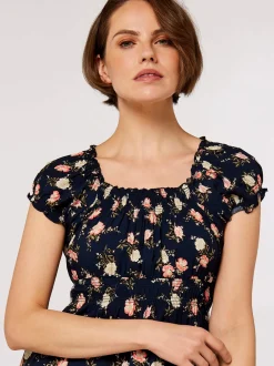 Apricot Damen Midikleid in marine blau - Länge: midi