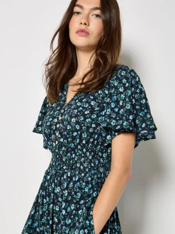 Apricot Damen Midikleid in marine - Länge: midi